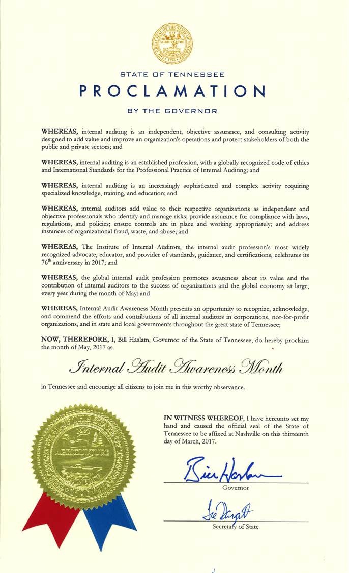 State of TN Proclamation by the Governor